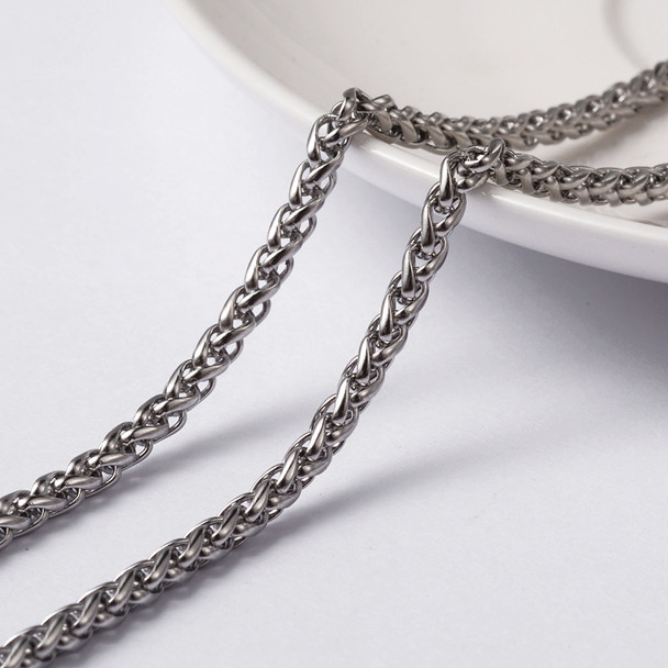 Stainless Steel Chain, 5x3mm, Foxtail, 6.5 ft.