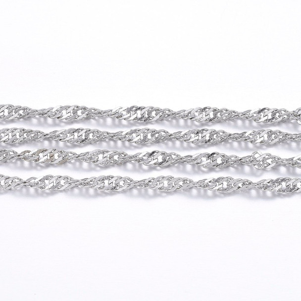 Stainless Steel Chain, 2.5x0.5mm, Singapore, 6.5 ft.
