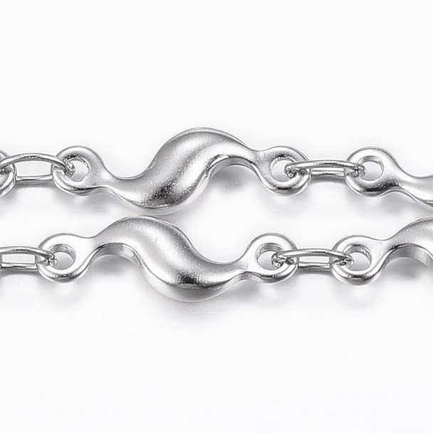 Stainless Steel Chain, 12x4mm, Bar Link, 3.3 ft.