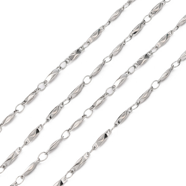 Stainless Steel Chain, 2x1.5mm, Bar Link, 3.3 ft.