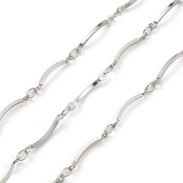 Stainless Steel Chain, 1.5x1mm, Curved Bar Link, 3.3 ft.