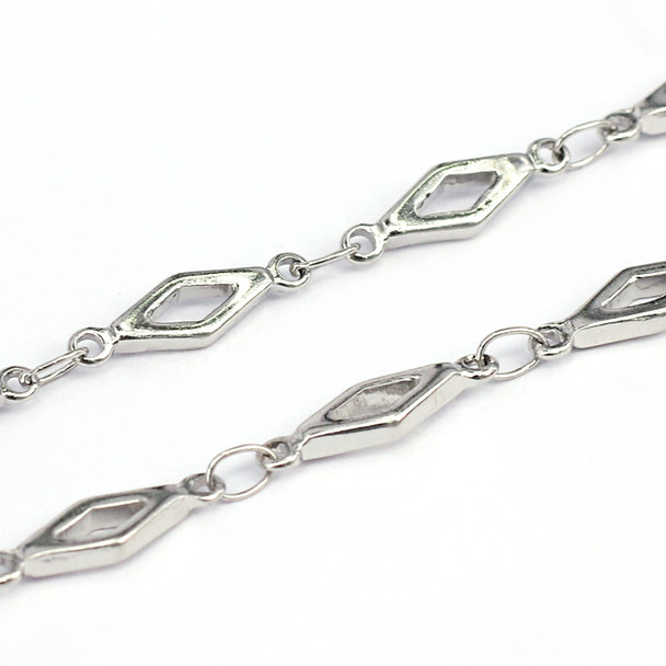 Stainless Steel Chain, 13x4mm, Rhombus Link, 3.3 ft.