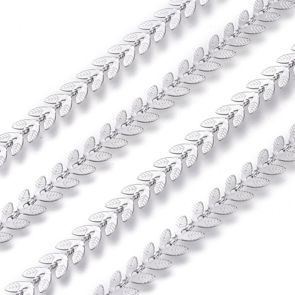 Stainless Steel Chain, 6.5mm, Cob Leaf, 3.3 ft.