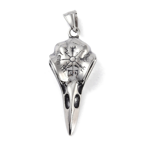 Crow Skull Pendant, Stainless Steel, 50x20mm