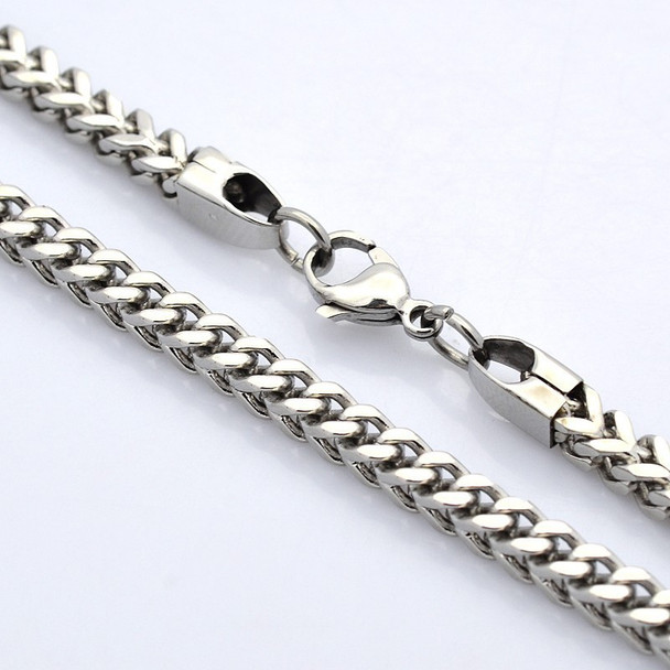 Stainless Steel Chain Necklace, 4mm, Wheat Chain, 35 in.