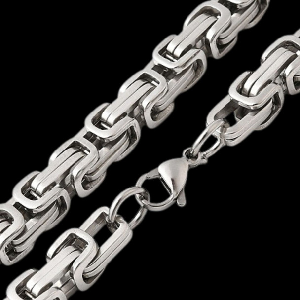 Stainless Steel Chain Necklace, 4mm, Byzantine, 24 in.