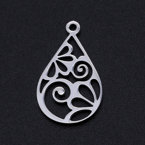 Stainless Steel, Cutout, Teardrop, 22x13mm, 2 PCS