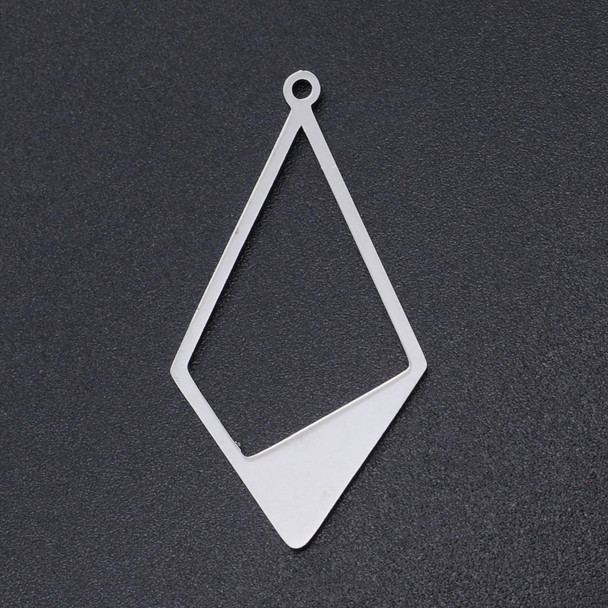 Stainless Steel, Cutout, Rhombus, 36x18mm, 2 PCS