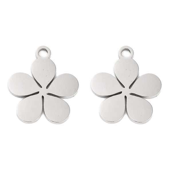 Stainless Steel, Cutout, Flower, 15x13mm, 5 PCS