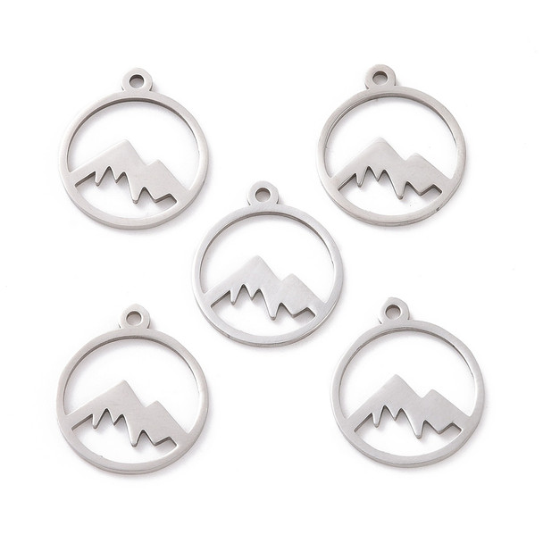 Stainless Steel, Cutout, Mountain, 17x15mm, 5 PCS