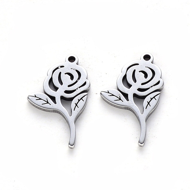 Stainless Steel, Cutout, Rose, 16x9mm, 10 PCS