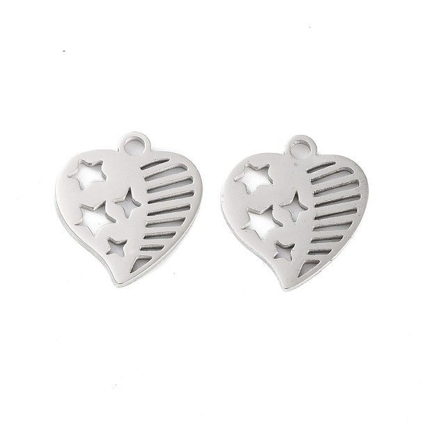 Stainless Steel, Cutout, Heart, 14x13mm, 5 PCS