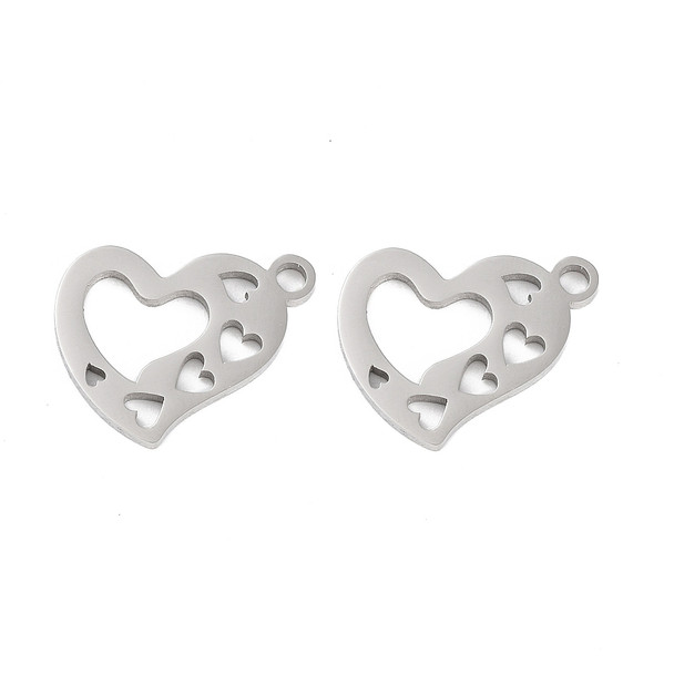 Stainless Steel, Cutout, Heart, 12X15mm, 5 PCS