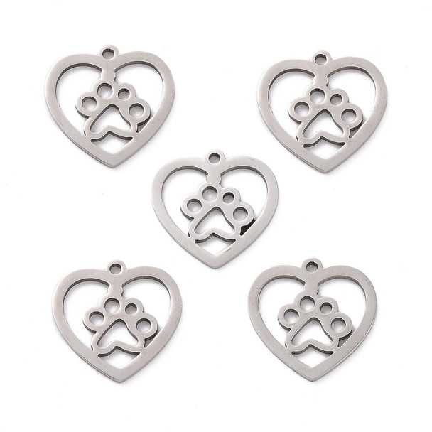 Stainless Steel, Cutout, Heart, 15mm, 2 PCS
