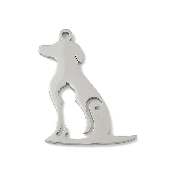 Stainless Steel, Cutout, Dog & Cat, 26x20mm, 3 PCS