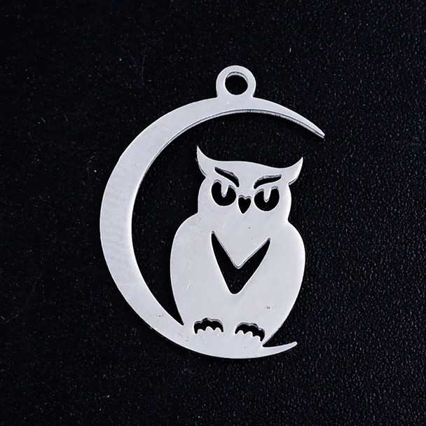 Stainless Steel, Cutout, Owl, 20x14mm, 2 PCS
