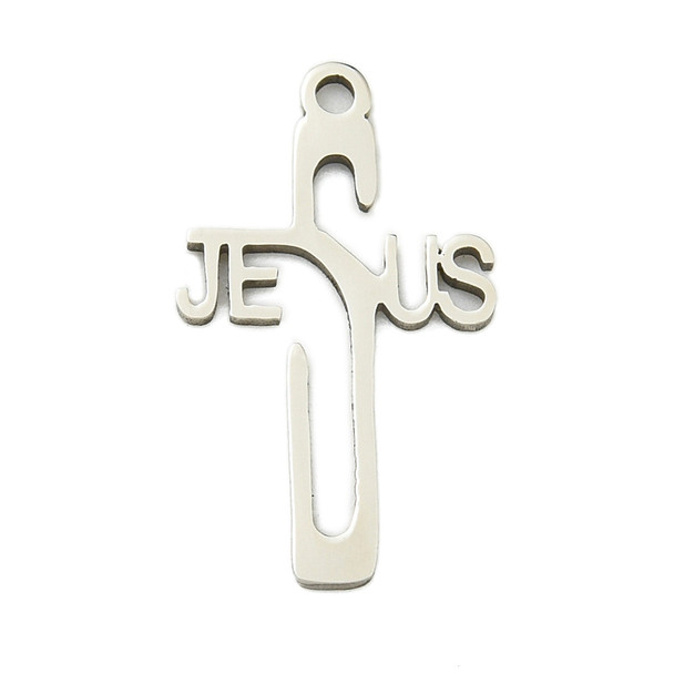 Stainless Steel, Cutout, Cross, 21x12mm, 5 PCS