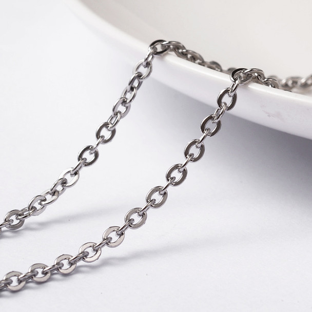 Stainless Steel Chain, Flat Oval, 3x2.5mm, 16 ft.