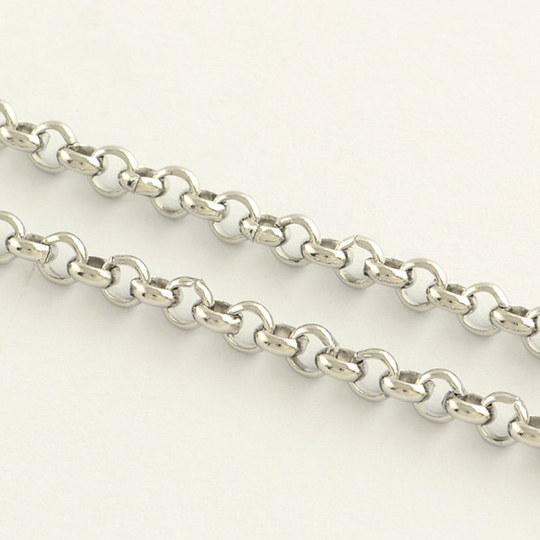 Stainless Steel Chain, Rolo/Belcher, 3x1mm, 16 ft.