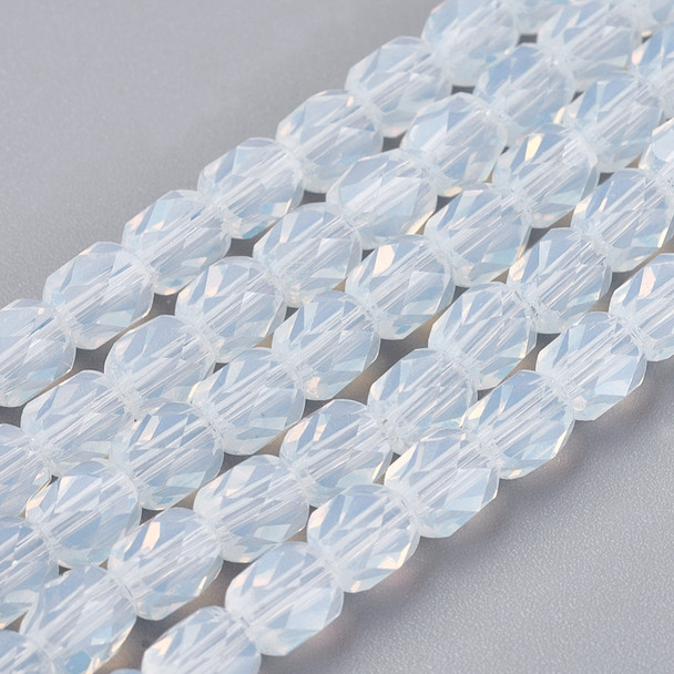 Opalite, Glass, Faceted Cube, One 6mm Strand