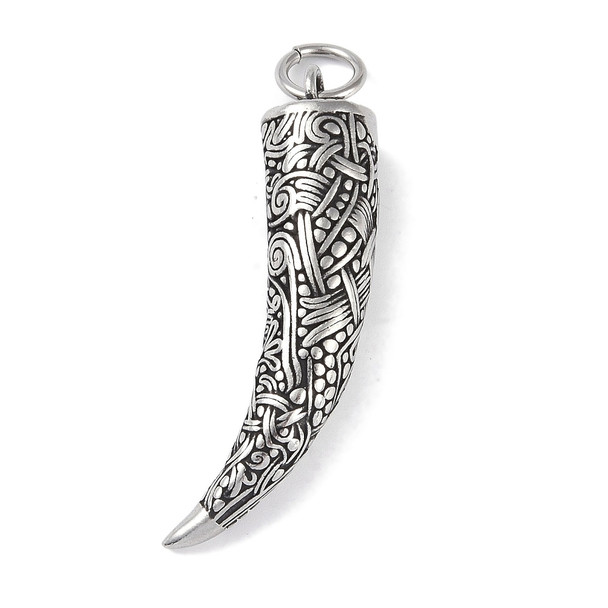 Saber Tooth Pendant, Stainless Steel, 52x12mm