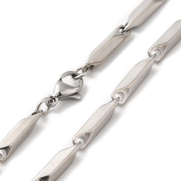 Stainless Steel Chain Necklace, 16x3mm, Rectangle Bar Link, 21 in.