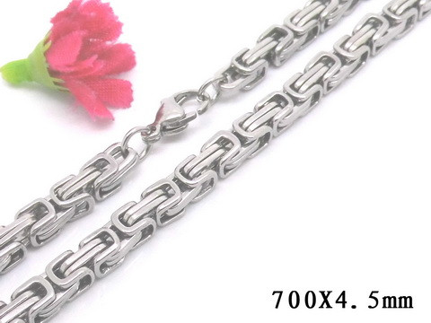 Stainless Steel Chain Necklace, 4mm, Byzantine, 28 in.