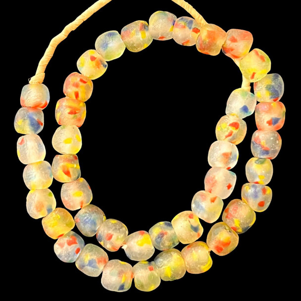 African Glass, Recycled, Multicolor, 15mm, 20in Strand