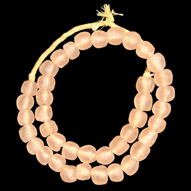 African Glass, Recycled, Pink, 15mm, 20in Strand