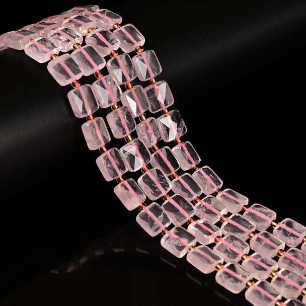 Rose Quartz, Natural, Faceted Flat Square, 10mm