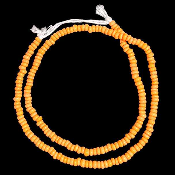 Indonesian Java Glass, Recycled, Donut, Orange Creamsicle, 6x4mm, 24in Strand