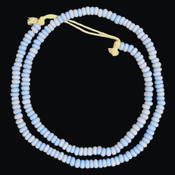 Indonesian Java Glass, Recycled, Donut, Baby Blue, 6x4mm, 24in Strand