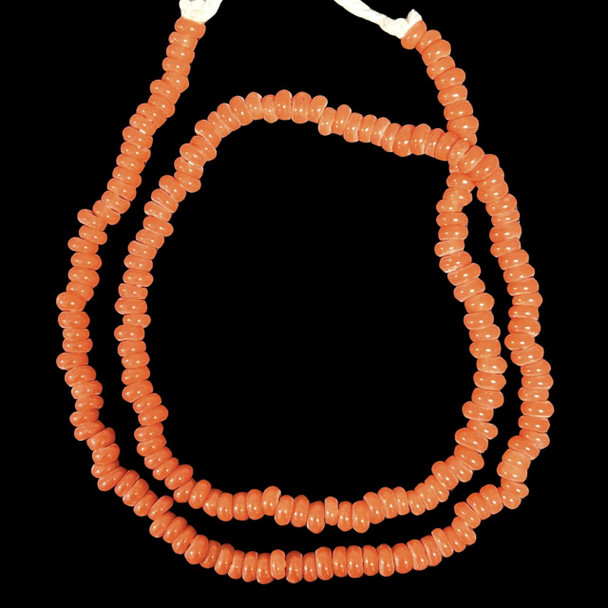 Indonesian Java Glass, Recycled, Donut, Brown Sienna, 6x4mm, 24in Strand