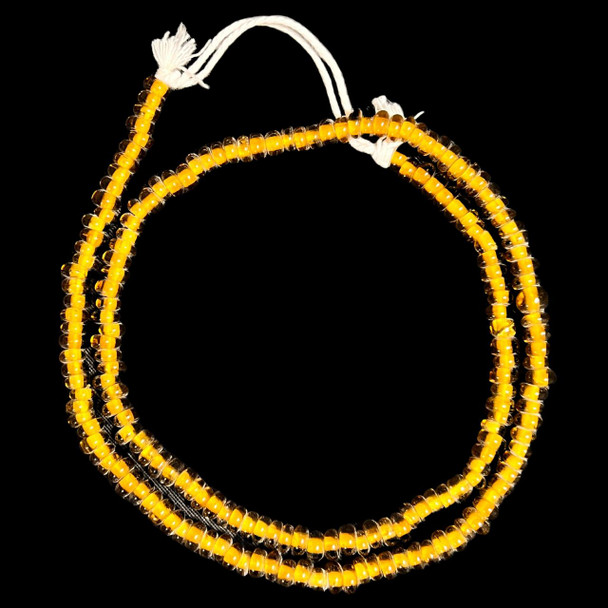 Indonesian Java Glass, Recycled, Donut, Amber, 6x4mm, 24in Strand