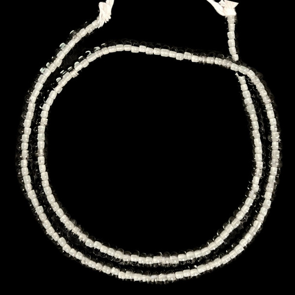 Indonesian Java Glass, Recycled, Donut, Black Transparent, 6x4mm, 24in Strand