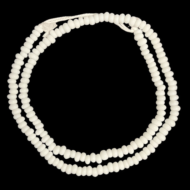 Indonesian Java Glass, Recycled, Donut, White, 6x4mm, 24in Strand