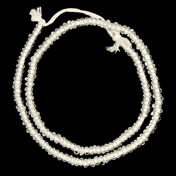 Indonesian Java Glass, Recycled, Donut, Clear, 6x4mm, 24in Strand