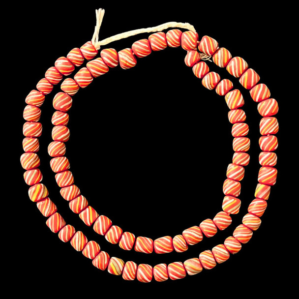 Indonesian Java Glass, Gooseberry, Red, 8mm, 24in Strand