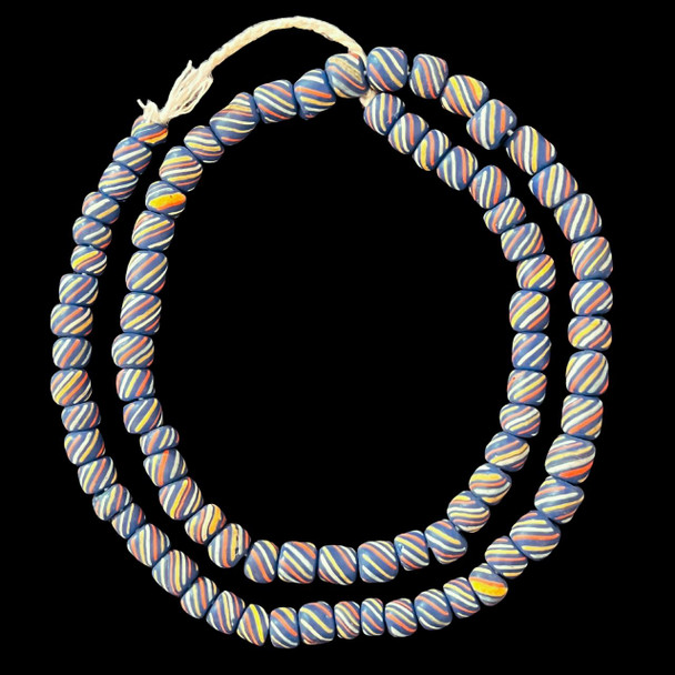 Indonesian Java Glass, Gooseberry, Blue, 8mm, 24in Strand