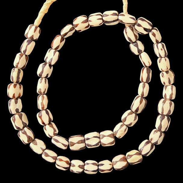 African Bone, Kenya, Cylinder, Striped, 11x9mm, 22in Strand