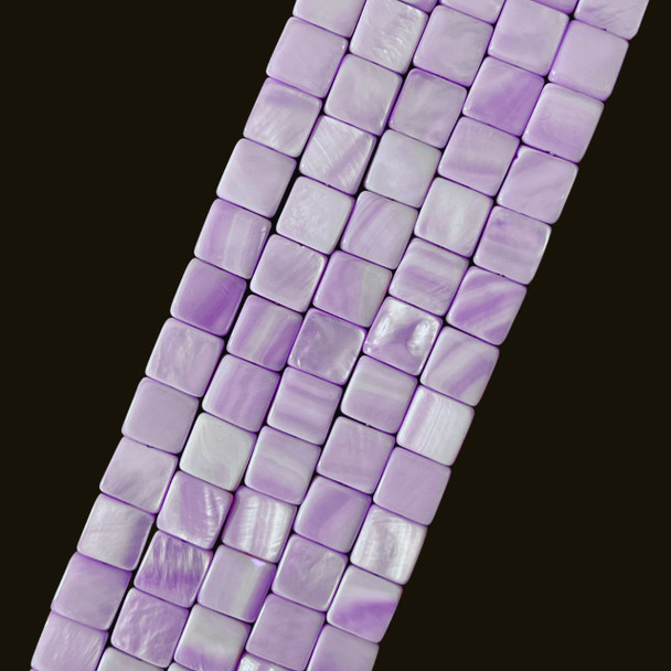 Shell, Smooth Square, Purple, Dyed, 10mm