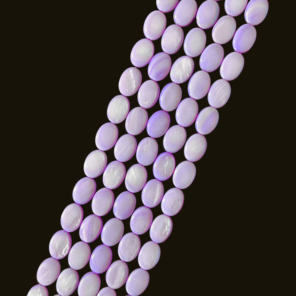 Shell, Smooth Oval, Purple, Dyed, 14x10mm