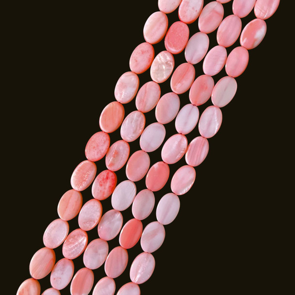 Shell, Smooth Oval, Red, Dyed, 16x11mm