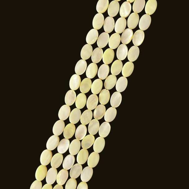 Shell, Smooth Oval, Yellow, Dyed, 10x8mm