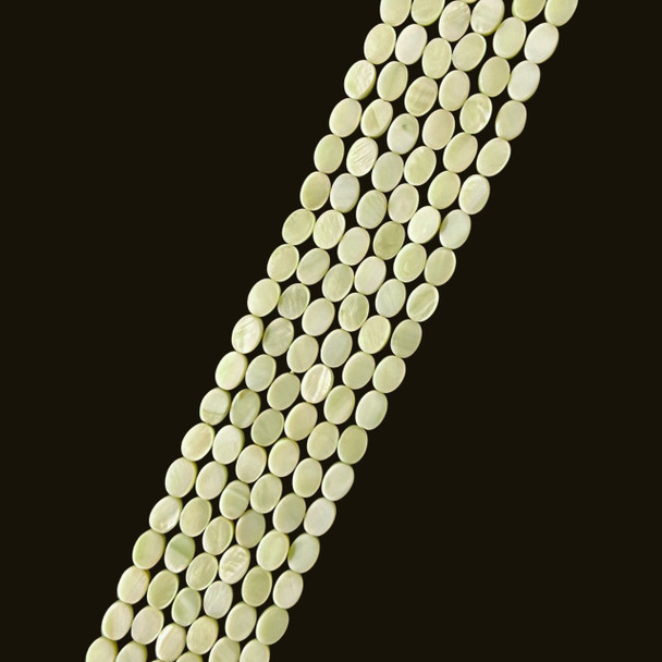 Shell, Smooth Oval, Green, Dyed, 7x5mm