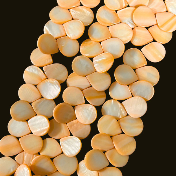 Shell, Smooth Drop, Double Sided, Orange, Dyed, 15x18mm