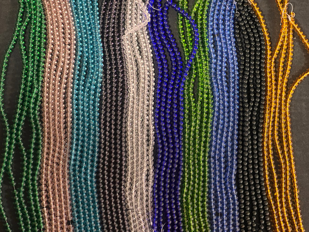100 Strands of Glass, Smooth Round 6mm