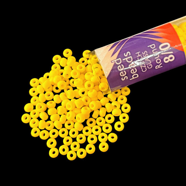 Seed Beads, 8/0 Czech, Round, Yellow OP, 22 gram Tube