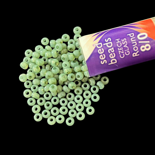Seed Beads, 8/0 Czech, Round, Jade Opal, 22 gram Tube