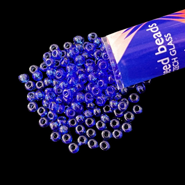 Seed Beads, 8/0 Czech, Round, Sapphire, 22 gram Tube